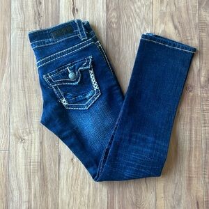 Virgo Daytrip Straight Dark Wash Jeans Thick Stitching